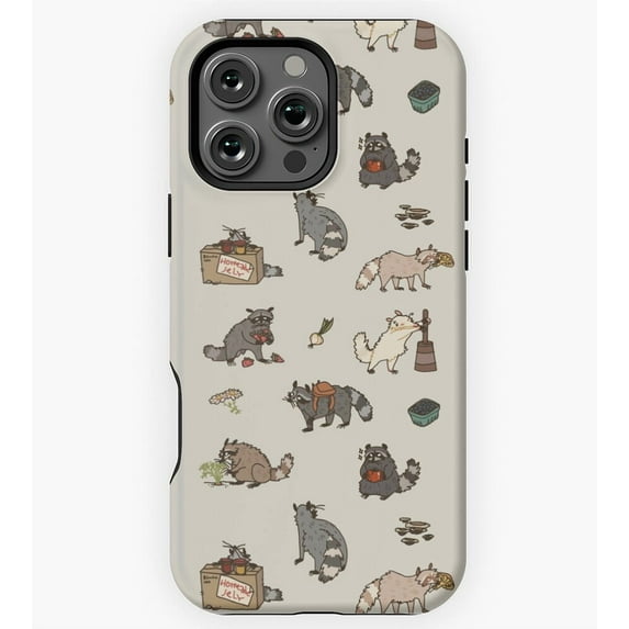 Farmcore Raccoons Pattern GA230 Phone Case for iPhone 11 to 17 Pro Max