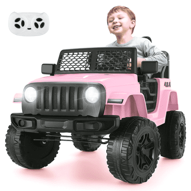 Farmdex 12 Volt 7Ah Ride on Toys for Toddlers with Remote Control, Electric Car for Kids w/ Bluetooth Music, Spring Suspension, 3-Speed, LED Lights, Ride on Truck Car Pink