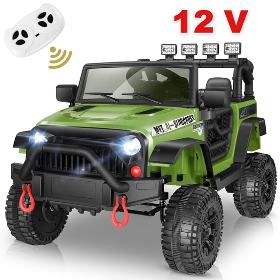 Farmdex 12V Kids Ride on Toys, Powered 4-Wheel Ride on Cars for Toddlers, Electric Car with Remote Control, Bluetooth, Music, MP3, LED Lights, 3 Speeds, Green
