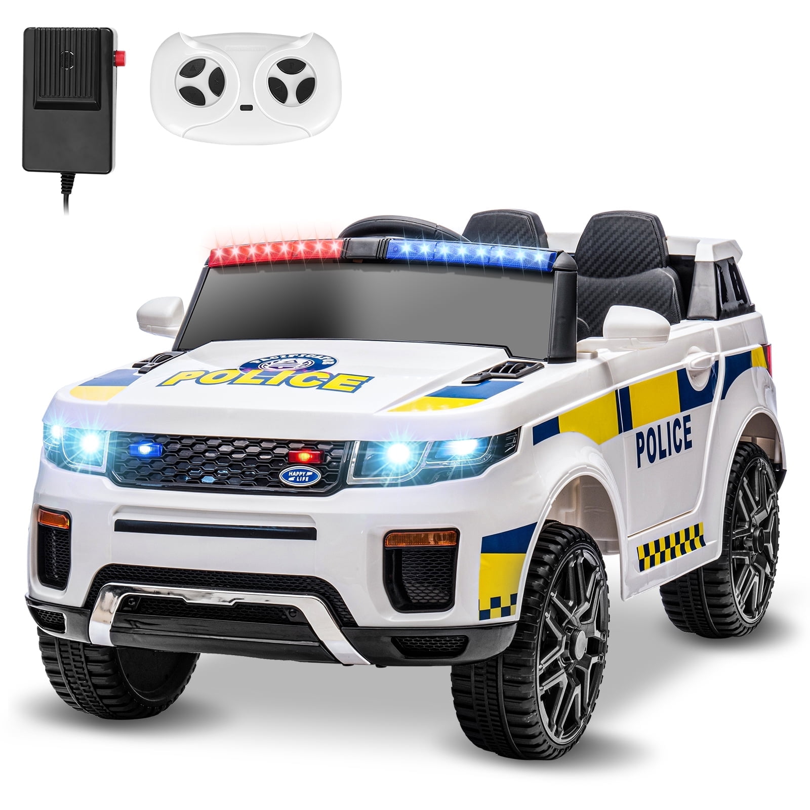 White 12V Electric Ride-On Police SUV with Remote Control