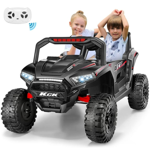 Farmdex 24 Volt 2 Seater Ride on Toys for Kids, Powered Ride on Cars with Remote Control, Electric UTV Car for 3-8 Boys Girls Gift w/ Bluetooth, LED Light, Music, Black