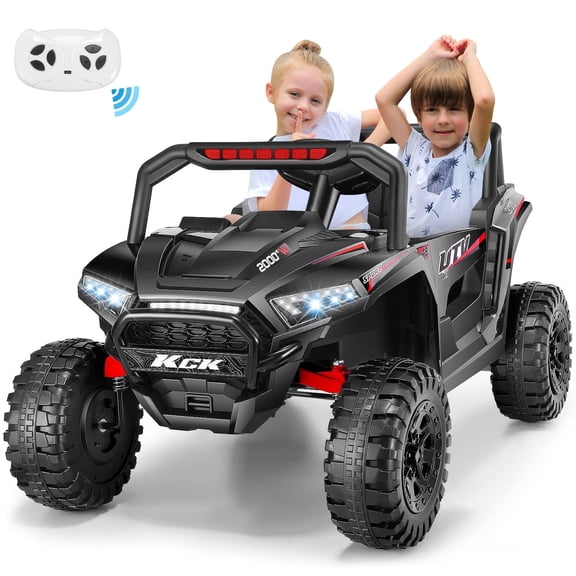 Farmdex 24 Volt 2 Seater Ride on Toys for Kids, Powered Ride on Cars with Remote Control, Electric UTV Car for 3-8 Boys Girls Gift w/ Bluetooth, LED Light, Music, Black