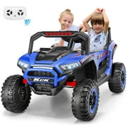 Farmdex 24 Volt 2 Seater Ride on Toys for Kids, Powered Ride on Cars with Remote Control, Electric UTV Car for 3-8 Boys Girls Gift w/ Bluetooth, LED Light, Music, Blue
