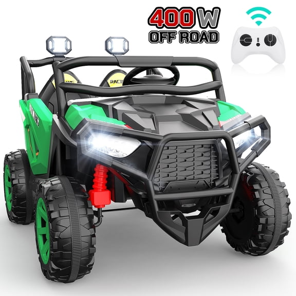 VIBESPARK 24 Volt 2 Seater Ride on Toys for Kids, Powered Ride on Cars with Remote Control, Electric UTV Car for 3-8 Boys Girls Gift w/ Bluetooth, LED Light, Music, Green