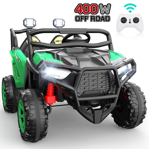 VIBESPARK 24 Volt 2 Seater Ride on Toys for Kids, Powered Ride on Cars with Remote Control, Electric UTV Car for 3-8 Boys Girls Gift w/ Bluetooth, LED Light, Music, Green