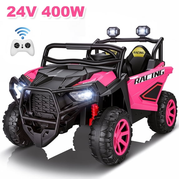 VIBESPARK 24V 2 Seater Ride On Car with Remote Control, Electric UTV Car for Kids Ages 3-8, Powered Ride On Toys with Dual 200W Motors, Bluetooth, LED Lights & Music,Gift for Kids