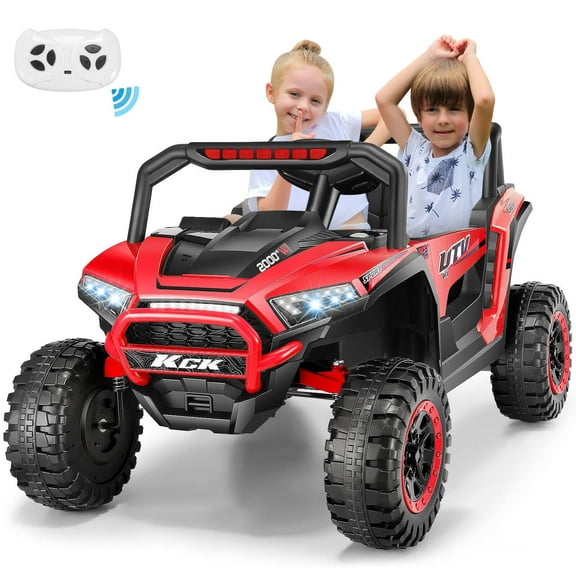 Farmdex 24 Volt 2 Seater Ride on Toys for Kids, Powered Ride on Cars with Remote Control, Electric UTV Car for 3-8 Boys Girls Gift w/ Bluetooth, LED Light, Music, Red
