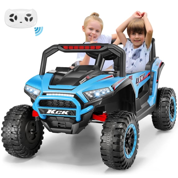Farmdex 24 Volt 2 Seater Ride on Toys for Kids, Powered Ride on Cars with Remote Control, Electric UTV Car for 3-8 Boys Girls Gift w/ Bluetooth, LED Light, Music, Skyblue