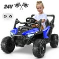 thumbnail image 1 of Funcid 24 Volt Ride on Toys, Kids Ride on Cars with Remote Control, 400W Powerful Electric Car for Kids, Ride on UTV w/ Bluetooth, Battery Indicator, Knob Volume Control, Spring Suspension, Blue, 1 of 7