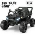 thumbnail image 1 of Funcid 24V Ride on Toys Ride on Cars with Remote Control, Electric Car for Kids, Power Car Wheels, UTV w/ 2*200W Motors, Bluetooth, Music, Lights, 3 Speeds, Battery Indicator, Black, 1 of 9