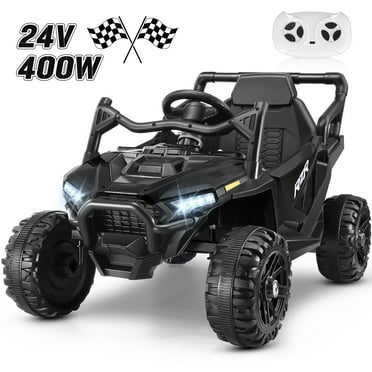 Funcid 24 Volt Ride on Toys, Kids Ride on Cars with Remote Control, 400W Powerful Electric Car for Kids, Ride on UTV w/ Bluetooth, Battery Indicator, Knob Volume Control , Spring Suspension, Black