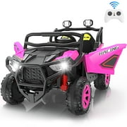 Funcid 24 Volt Ride on toys, 2-Seater Ride on Cars with Remote Control, 400W Electric Car for Kids, Ride on UTV w/ Bluetooth, MP3, Seat Belts, Volume Adjustment, Suspension, Pink