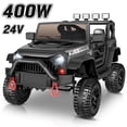 thumbnail image 1 of Farmdex 24 Volt Ride on Toys with Remote Control & Light Switch, 400W Ride on Cars Ride on Truck Car, Electric Car for Kids w/ Bluetooth, Music, Adjustable Seat Belts, Spring Suspension, 4 MPH, Black, 1 of 11