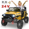 thumbnail image 1 of Farmdex 24V Ride on Toys, Battery Powered Ride on Cars with Remote Control, Electric Ride on Truck Car for Kids, 400W Power Cars Wheels w/ Bluetooth, Music, Seat Belts, Spring Suspension, Yellow, 1 of 12