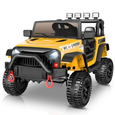 Farmdex 24V Ride on Toys, Battery Powered Ride on Cars with Remote Control, Electric Ride on Truck Car for Kids, 400W Power Cars Wheels w/ Bluetooth, Music, Seat Belts, Spring Suspension, Yellow