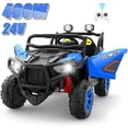 thumbnail image 1 of Farmdex 24 Volt 2 Seater Ride on Toys with Remote Control, 400W Powered Ride on Cars 7AH Electric Car w/ Bluetooth, Dashboard, Max Speed 4.4 MPH, Aged 3-8, Spring Suspension, Blue, 1 of 9