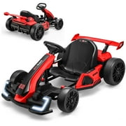Funcid 24V 7AH Go Kart for Kids, 300W Powered Ride on Toys for 6+, Racing Go Kart with Drift/Sport Mode for Outdoor, High-Low Speed 4-8MPH, Length Adjustale Ride on Car, EVA Wheels, Bluetooth, Black