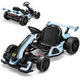 thumbnail image 1 of Funcid 24V 7AH Go Kart for Kids, 300W Powered Ride on Toys for 6+, Racing Go Kart with Drift/Sport Mode for Outdoor, High-Low Speed 4-8MPH, Length Adjustale Ride on Car, EVA Wheels, Bluetooth, Blue, 1 of 8