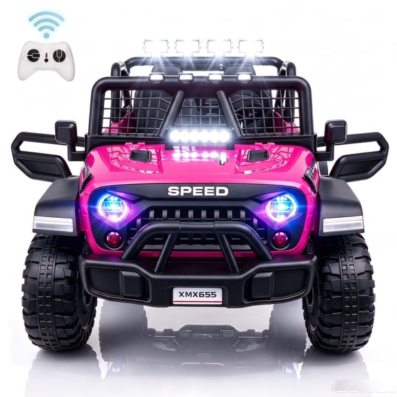 Farmdex 24 Volt 2 Seater Electric Truck Car for Kids, 400W Ride on Cars with Remote Control, Color Led Lights, Bluetooth Music, Spring Suspension,Powered Ride On Toys Gift for Boys & Girls