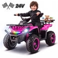 thumbnail image 1 of Farmdex 24V Ride on Cars, Four Wheeler Electric Ride on ATV for Kids 3-6, 200W Powered Ride on Toys w/ Big Storage Basket, RGB Light Bar, Music, Max Speed 3.1MPH, Best Gift, Rose Red, 1 of 9