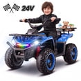 thumbnail image 1 of Farmdex 24V Ride on Cars, Four Wheeler Electric Ride on ATV for Kids 3-6, 200W Powered Ride on Toys w/ Big Storage Basket, RGB Light Bar, Music, Max Speed 3.1MPH, Best Gift, Blue, 1 of 9