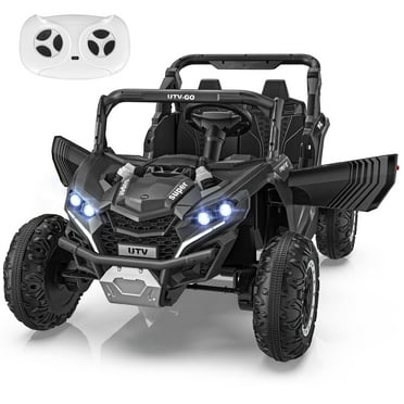 Farmdex 24V Ride on Cars, 2WD/4WD Switchable Ride on Toys with Remote Control, 2 Seater Electric Car for Kids with Trunk Storage Space, Bluetooth Music, LED Lights, Black