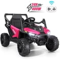 thumbnail image 1 of Farmdex 24 Volt Kids Ride on Car UTV, 400W Ride on Toy Car with Remote Control, Electric Car for Boys Girls, Knob Volume Control, LED Lights, Bluetooth, Rose Red, 1 of 8