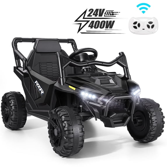 Farmdex 24 Volt Kids Ride on Car UTV, 400W Ride on Toy Car with Remote Control, Electric Car for Boys Girls, Knob Volume Control, LED Lights, Bluetooth, Black