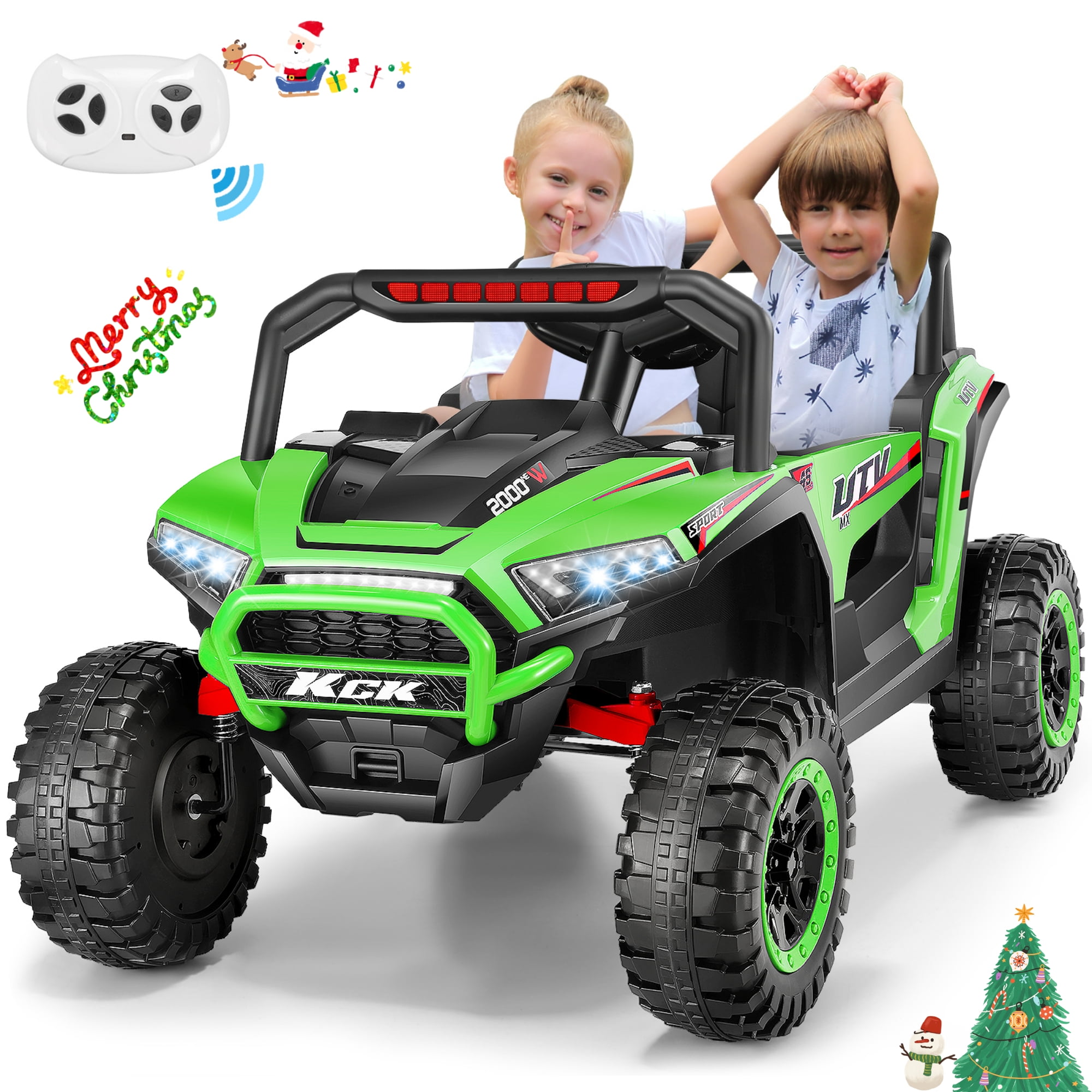 2019 Two Seater Ride On Kid s Truck 12V Power Children s Electric Car Motorized Cars for Kids w Remote Large Capacity Battery 3 Speeds LED Lights Leather Seat Walmart