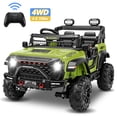 thumbnail image 1 of Farmdex 4WD 24V Ride on Toys with Remote Control, 2 XL Seaters, 9AH Electric Battery Powered Toys Car w/ 4 Wheels Spring Suspension, Bluetooth Music, LED Lights, 3 Speeds, Green, 1 of 11