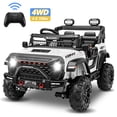 thumbnail image 1 of Farmdex 4WD 24V Ride on Toys with Remote Control, 2 XL Seaters, 9AH Electric Battery Powered Toys Car w/ 4 Wheels Spring Suspension, Bluetooth Music, LED Lights, 3 Speeds, White, 1 of 11