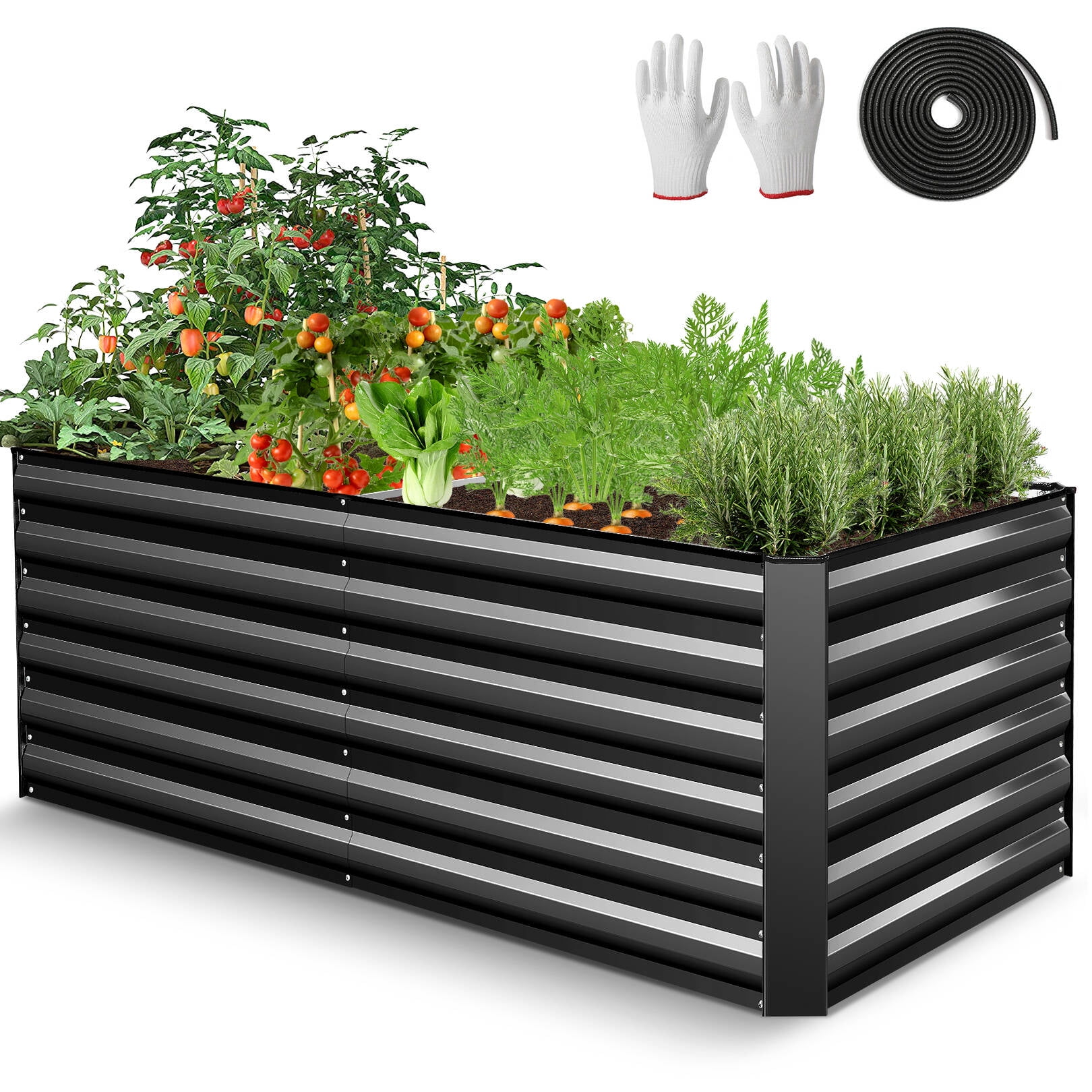 Farmdex 6x3x2ft Galvanized Raised Garden Bed - Thickened Metal Planter Box  for Vegetables, Fruits, and Flowers, Outdoor Durable and Rust-Resistant,  Black - Walmart.com, image size:1620x1620