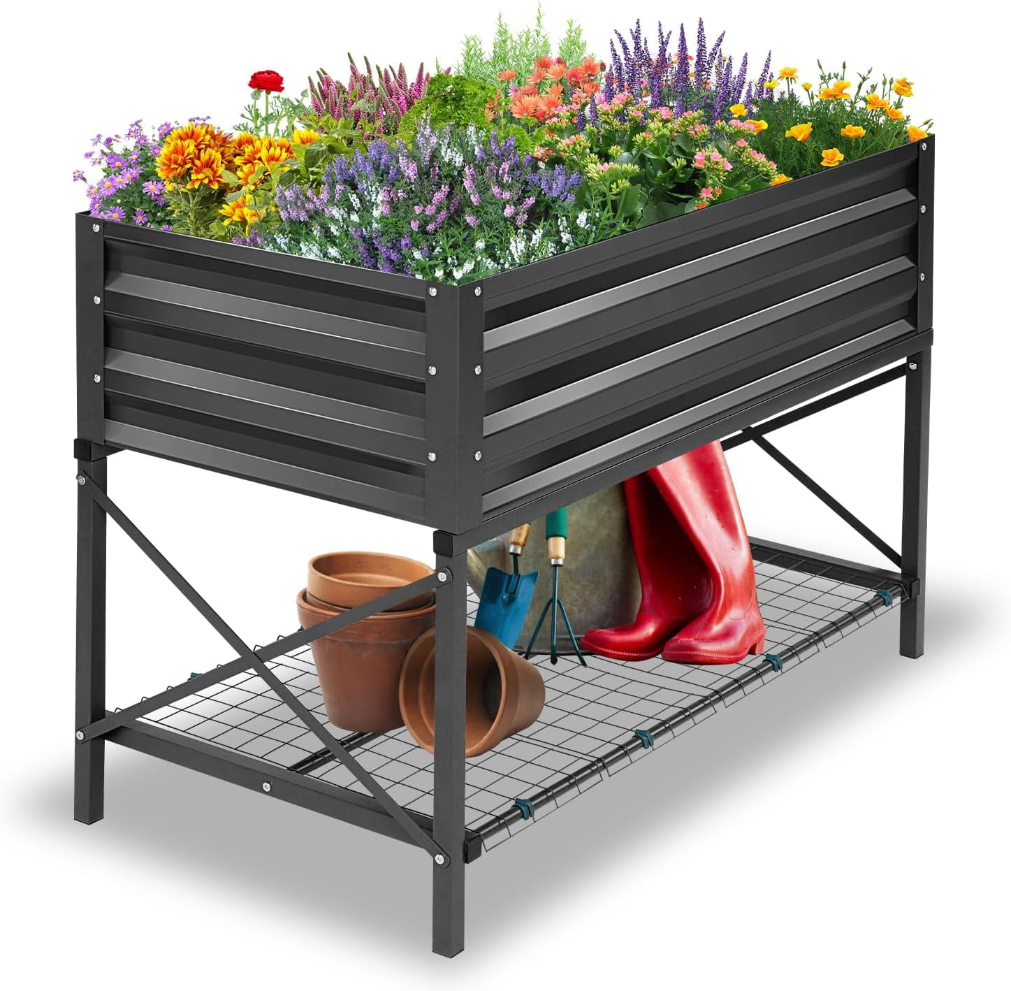 Farmdex Raised Garden Bed with Legs, Planter Box with Storage Shelf and