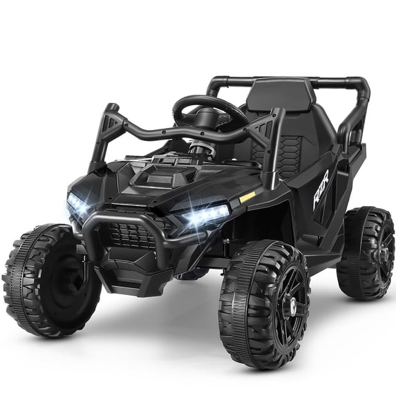 Funcid 12 Volt Ride on Toys with Remote Control, off-Road Ride on Cars for Kids, Ride on UTV w/ Bluetooth, Power Display, Volume Knob, Max Speed 3.1 MPH, Age 3-6, 2*100W Motors, Seat Belts, Black