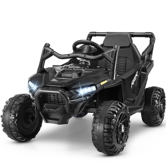 Funcid 12 Volt Ride on Toys with Remote Control, off-Road Ride on Cars for Kids, Ride on UTV w/ Bluetooth, Power Display, Volume Knob, Max Speed 3.1 MPH, Age 3-6, 2*100W Motors, Seat Belts, Black