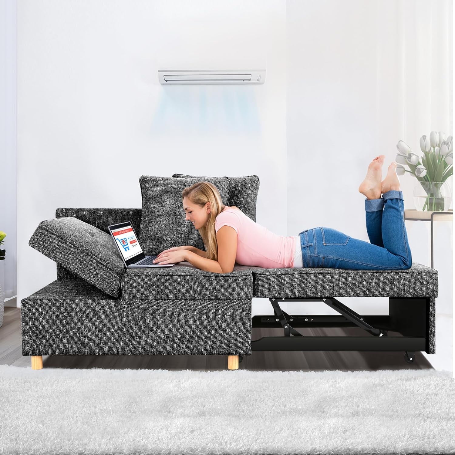 Farmdex Sofa Bed Chair, 4 in 1 Convertible Sleeper Sofa Chair with Pull