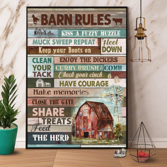 Farmer Barn Rules Share Treats Feed The Herd Paper Poster No Frame 11 x 17 Inch Poster