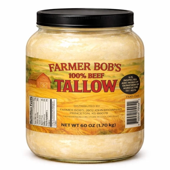Farmer Bob's Beef Tallow for Cooking - Ideal for Deep Frying  Soap Making - Grass Fed - Bulk Cooking  Baking - Natural, Versatile Culinary Fat - Perfect for Kitchens  Home Chefs