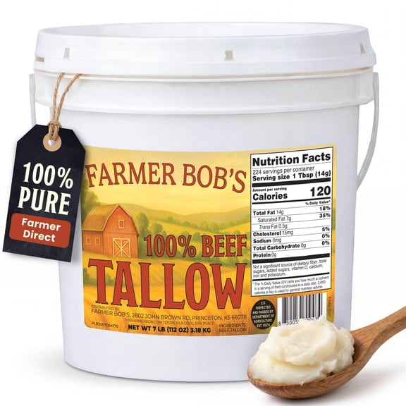 30lb Farmer Bob's Beef Tallow for Cooking - Ideal for Deep Frying  Soap Making - Grass Fed - Bulk Cooking  Baking - Natural, Versatile Culinary Fat - Perfect for Kitchens  Home Chefs