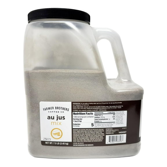 Farmer Brothers Au Jus Mix, 7.5 lb Container  Rich Beef Flavor Seasoning, Foodservice Bulk Powder, Makes Savory Au Jus Sauce