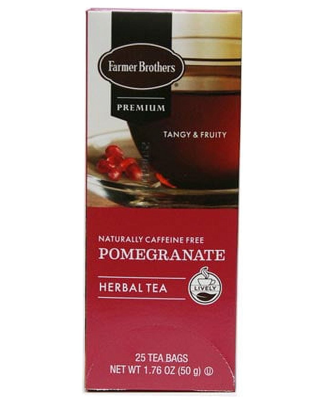 Farmer Brothers Kosher Premium Pomegranate Herbal Tea Bags, 25 Ct