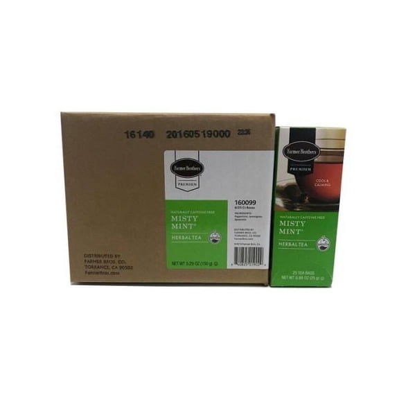 Farmer Brothers Premium: Misty Mint Hot Tea, 6/25 ct tea boxes