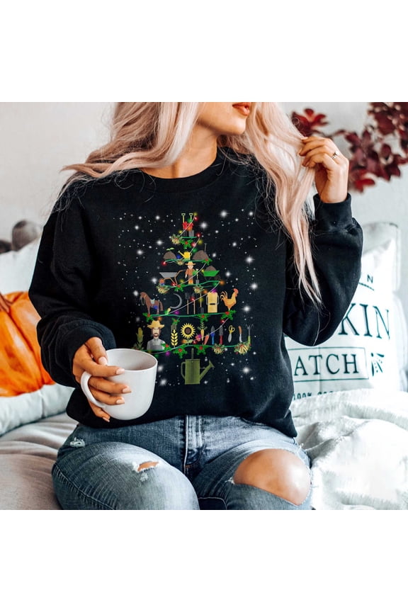 Farmer Christmas Tree Sweatshirt, Funny Farm Lover Gift, Farmer Christmas Lights Sweatshirt, Christmas Tree Shirt for Women and Men