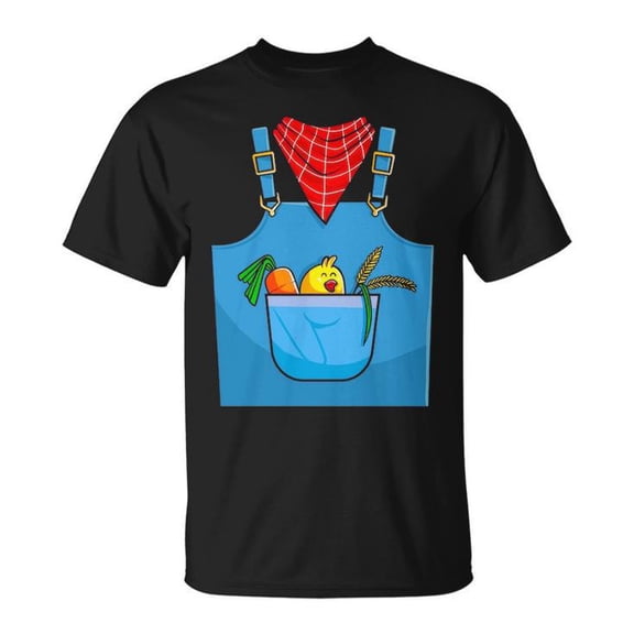 Farmer Costume Simple Cute Graphic Tee Unisex Adult Cotton Farming Life T-Shirt for Agriculture Lovers or Casual Wear, Size 5XL, Color Black