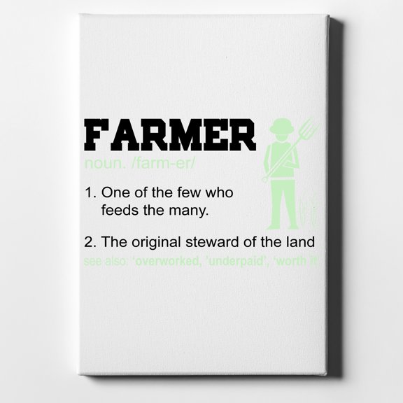 Farmer Definition - Few Who Feeds Many - 11" x 14" - Decorative Canvas Wall Art - White Edge - 5/8" Gallery Wrapped