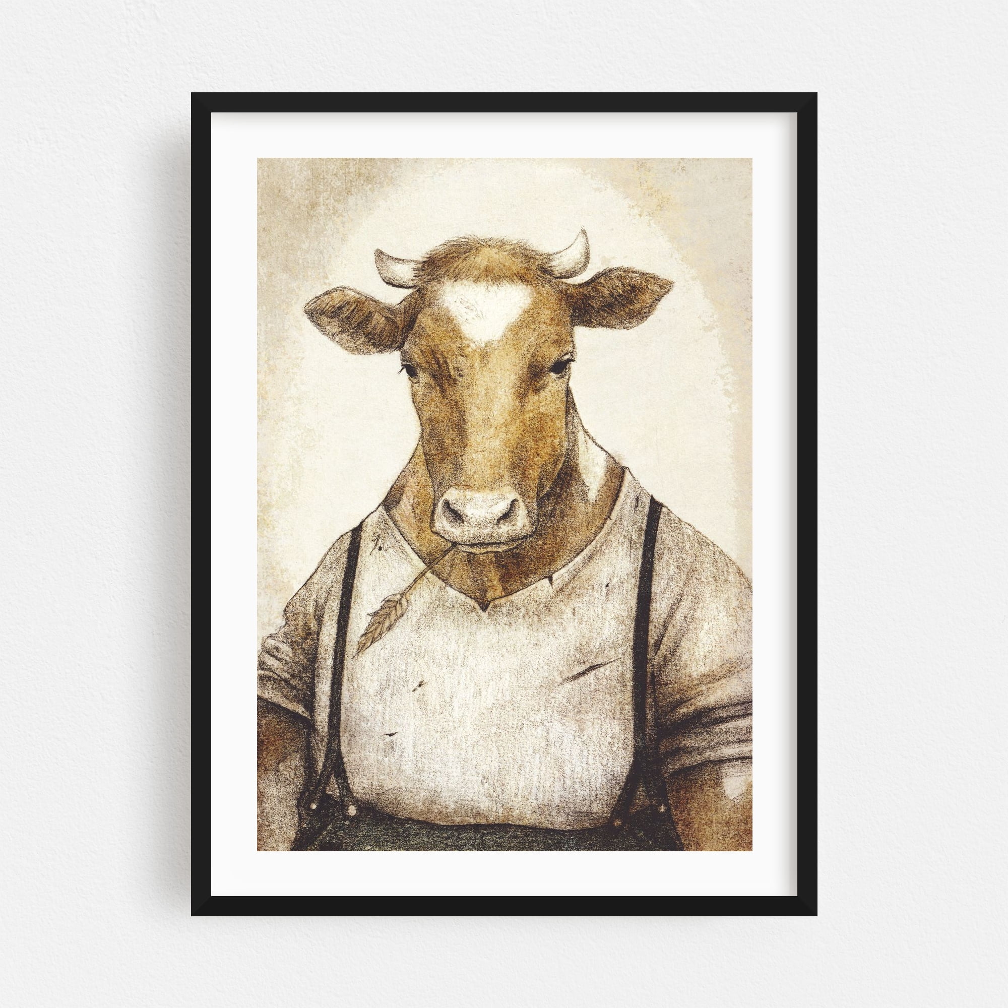 Farmer - Drawing Farmhouse Rustic Humor Surrealism Vintage Rural Art ...