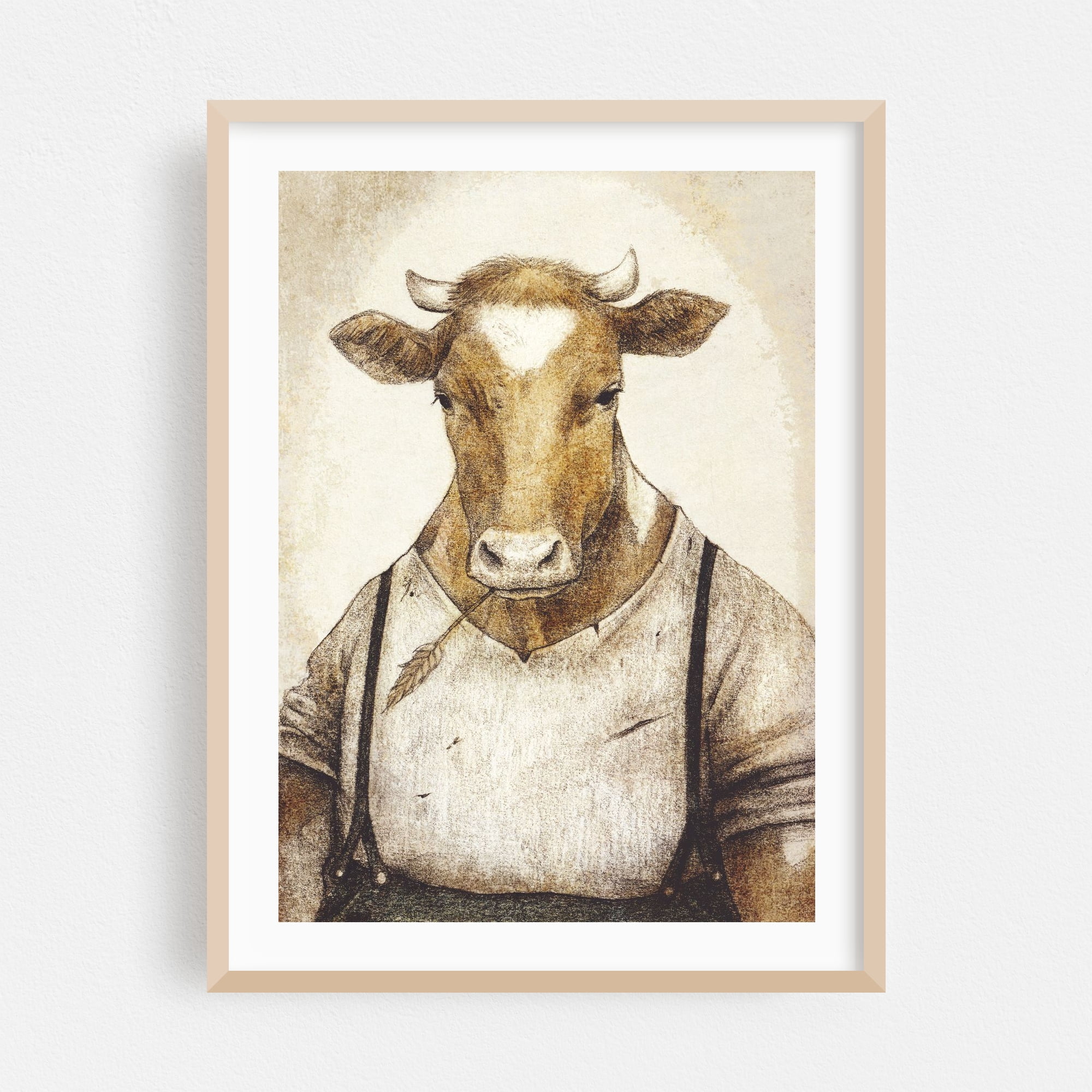 Farmer - Drawing Farmhouse Rustic Humor Surrealism Vintage Rural Art ...
