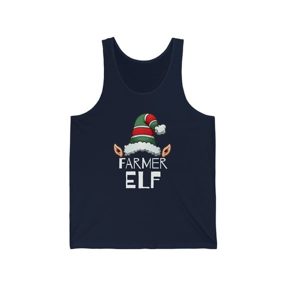 Farmer Elf Unisex Tank Top, XS-2XL Christmas Holidays Xmas Elves Farming