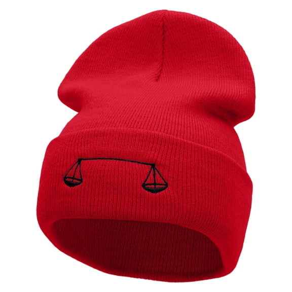 Farmer Embroidered 12 Inch Long Knitted Beanie - Red OSFM