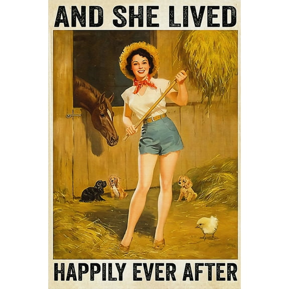 Farmer Girl And She Lived Happily Ever After Paper Poster No Frame Matte Wall Art Decor 11 x 17 Inch Poster